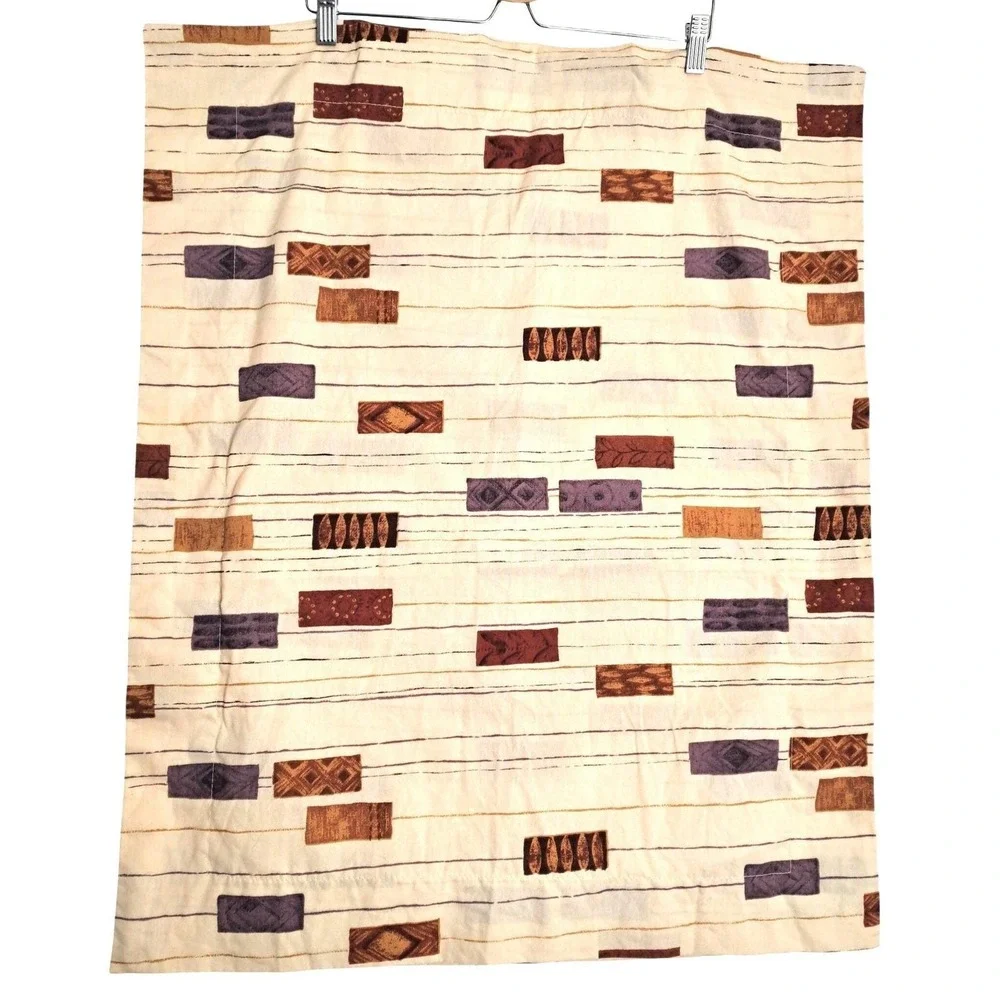 Dan River Pillow Sham Set 2 Standard Tan Purple MCM Geometric Vintage Decor Mod